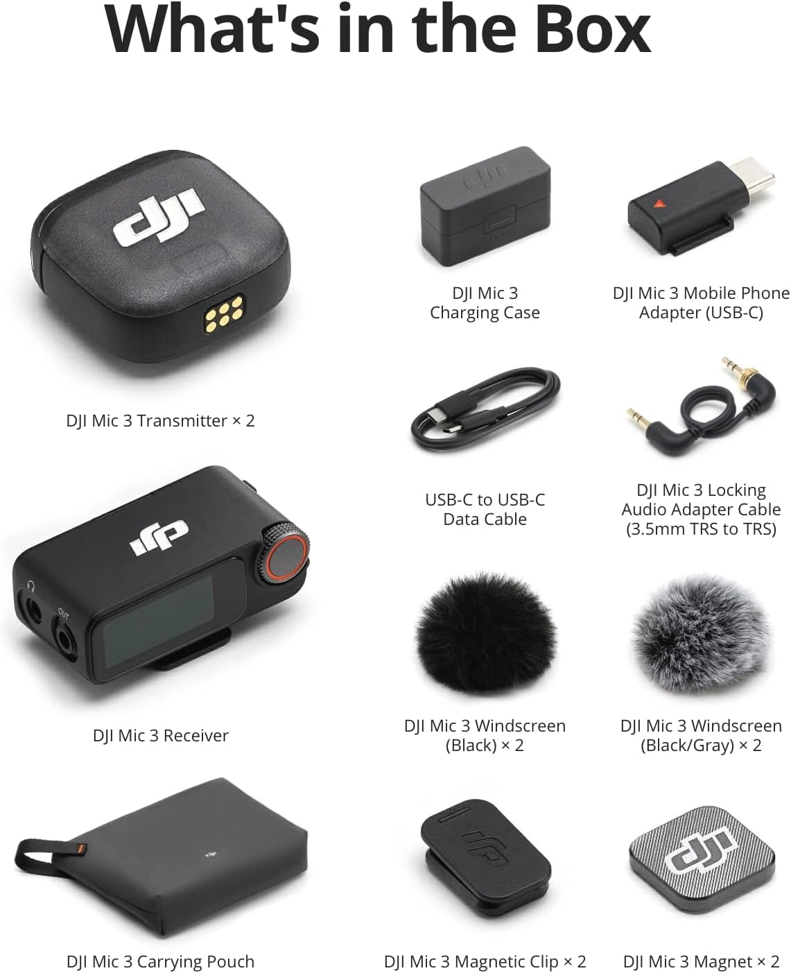DJI Mic 3 トランスミッター 関連アクセサリーセット DJI Mic 3 Kablosuz 2 Kişilik Mikrofon Seti - TeknoFabrika