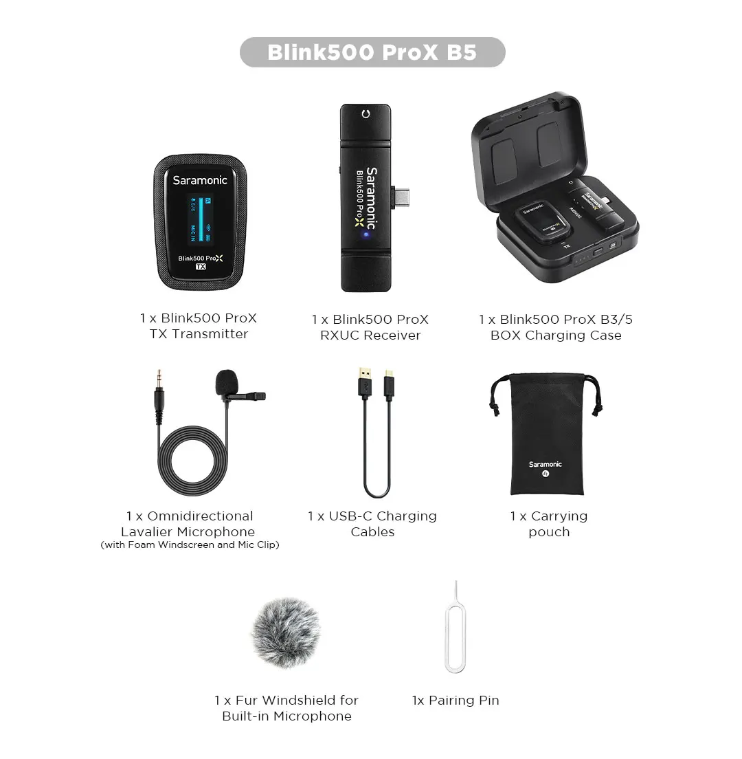 Saramonic Blink 500 ProX B5 Type-C Uyumlu Yaka Mikrofonu