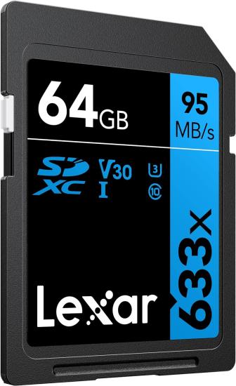 Lexar 64Gb 95Mb/s 633x U3 V30 4K SD Hafıza Kartı