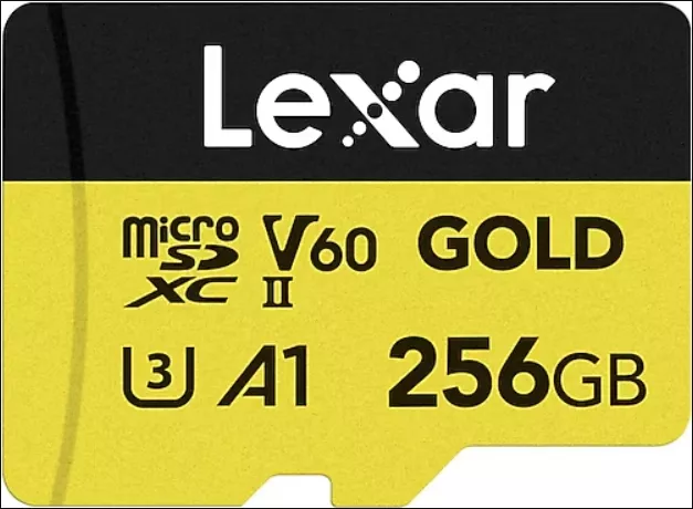 Lexar Prof Gold 256GB UHS-II V60 microSD Kart